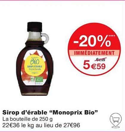 Promo Sirop D érable monoprix Bio chez Monoprix iCatalogue fr