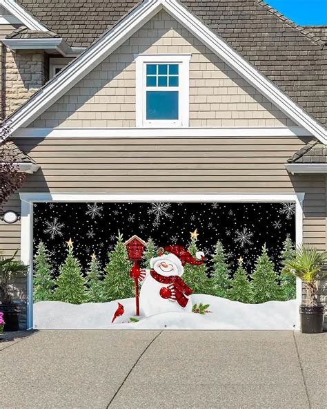 Christmas Garage Door Banner Cover X Ft Christmas Snowman Xmas Tree