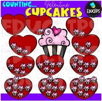 Counting Valentine Cupcakes Clip Art Set Educlips Clipart Valentine