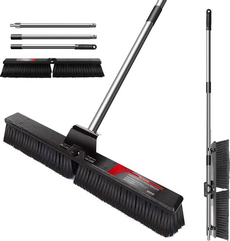 Hevol Push Broom Heavy Duty Outdoor Broom Brush With Stainless