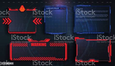 Hud Ui Gui Futuristik Bingkai Elemen Layar Antarmuka Pengguna Diatur