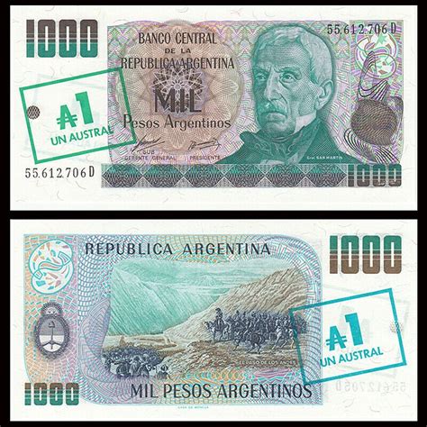 Argentina Austral Sello En Tinta Verde Sobre Pesos