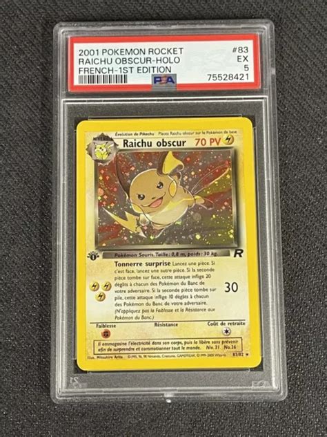 CARTE POKÉMON RAICHU Obscur 83 82 Edition 1 Holo PSA 5 Wizards Team