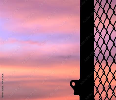 Silhouette opened door with sunset background Stock Photo | Adobe Stock