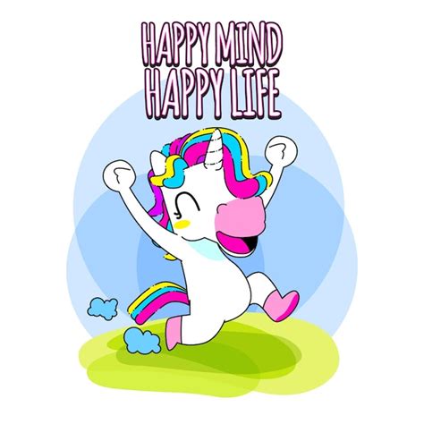 Premium Vector Cute Unicorn Quote Vector Illustration Happy Unicorn