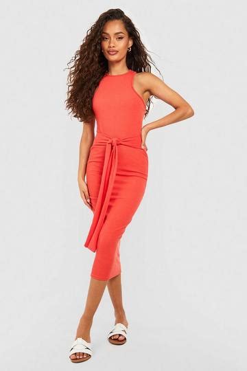 Tie Neck Midi Dress Boohoo Uk