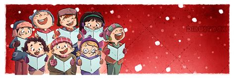 Niños cantando en coro en navidad - Dibustock, Ilustraciones infantiles de Stock