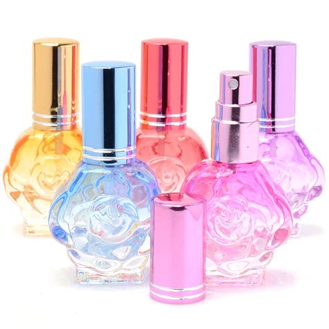 30ml Glass Perfume Bottles Rose Shape Spray Perfume Bottles Colorful Ccb Atomiser Refillable