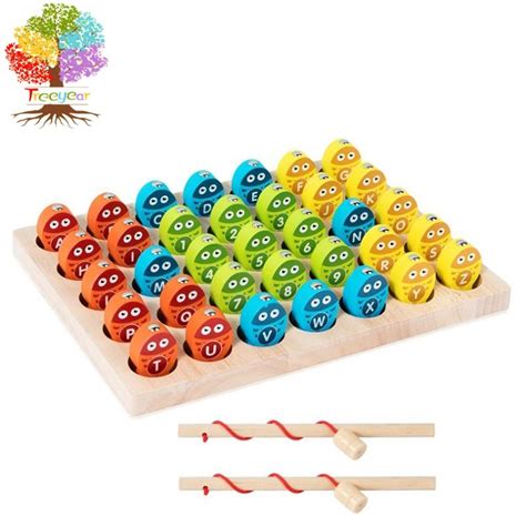 Treeyear Magnetic Alphabet Numbers Fishing Game Wooden Abc Letter