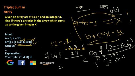 Triplet Sum In Array Explain With Code Two Pointer O N Youtube