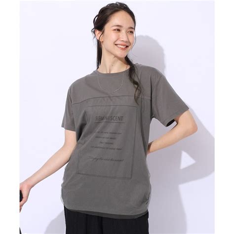 キューティーブロンド Cutie Blonde 洗えるインしない派さんの 重ねチュールプリントTシャツ チャコールグレー 014