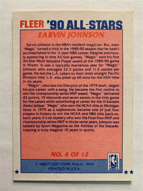 Earvin Johnson Fleer All Stars Ebay