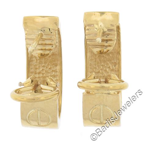 Rare Vintage Cartier Love 18k Yellow Gold Hoop Cuff Omega Back Earrings