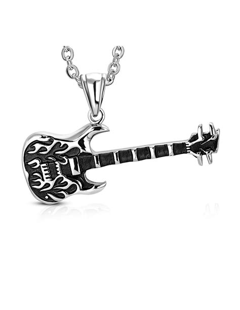 Pendentif Collier Guitare Lectrique En Acier