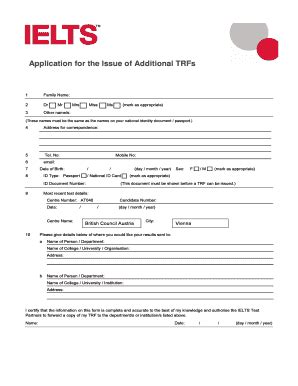 Fillable Online Britishcouncil Application For The Issue Of Additional