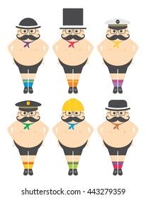 Naked Mustache Gentleman Cartoon Set Stock Vector Royalty Free Shutterstock