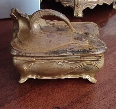 Vintage Jb Jennings Brothers Art Nouveau Jewelry Casket Trinket