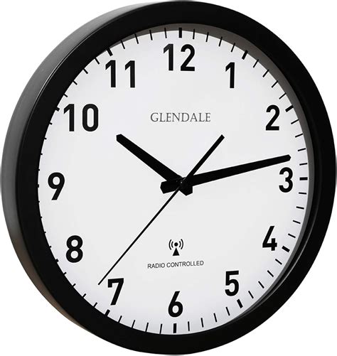 Glendale Radio Controlled Wall Clock Black Cm Metal Clock Radio