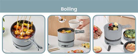 ENFRIFAM Elektrischer Hot Pot Topf Tragbar Kochtopf Set mit töpfe und Bratpfanne mit Klappgriff