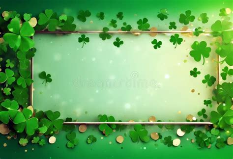 Leaves Confetti Template Lucky Saint Background Poster Happy Clover