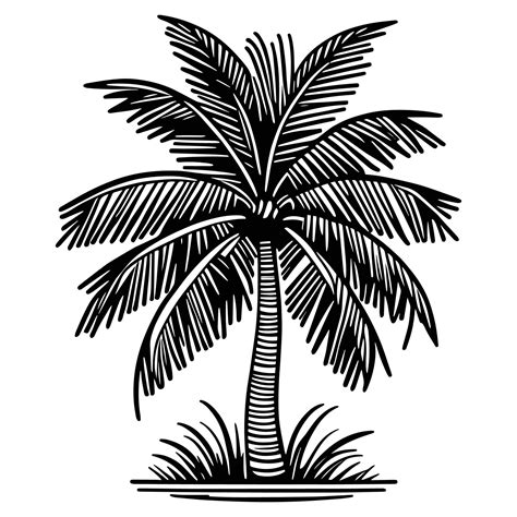 This Is A Coconut Tree Vector Silhouette Coconut Tree Line Art Vector