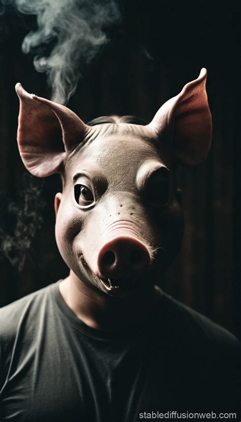 Scary Pig Mask Horror Movie Poster | Stable Diffusion Online