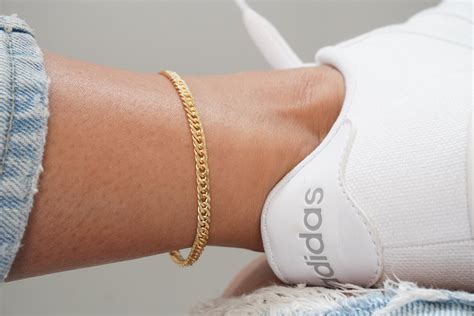 Gold Double Curb Anklet Dainty Gold Curb Anklet Simple Chain Etsy