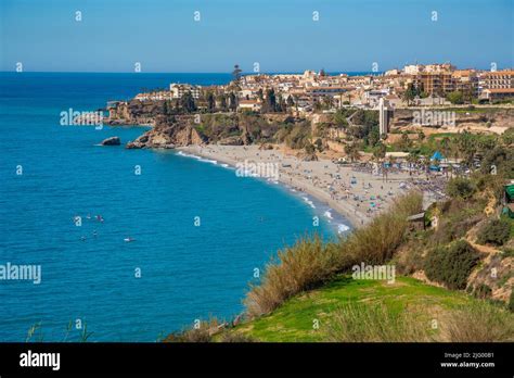 Playa De Burriana Nerja Costa Del Sol Espagne Banque De Photographies