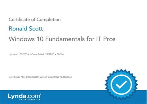 Dorwindows10fundamentalsforitproscertificateofcompletion Ppt