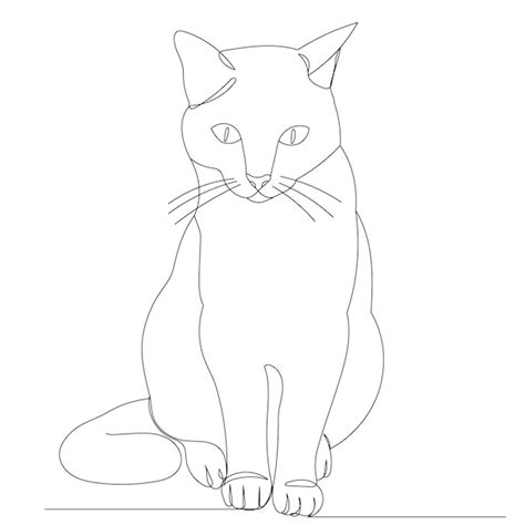 Chat Assis Dessin Par Une Ligne Continue Vecteur Premium