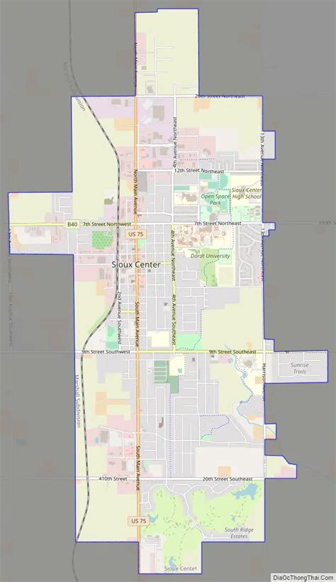 Map of Sioux Center city - Thong Thai Real