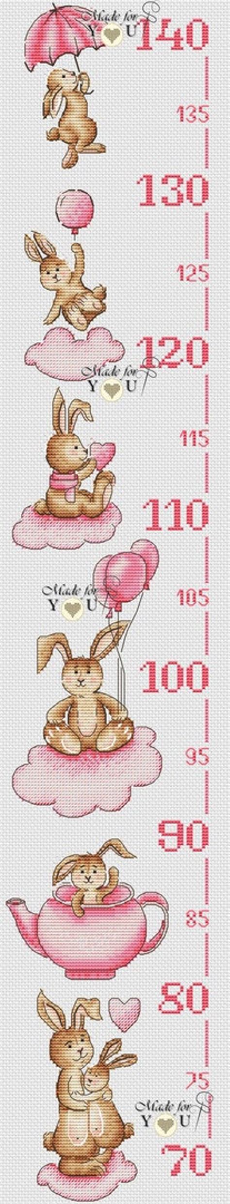 Bunny Counted Cross Stitch Pattern PDF Rabbit Growth Chart Etsy