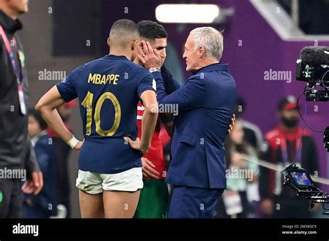 Coach Didier Deschamps Fra And Kylian Mbappe Fra Comfort Hakimi