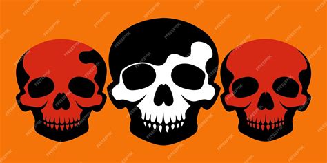 Premium Vector A Drawing Of A Skull With Three Red Skulls