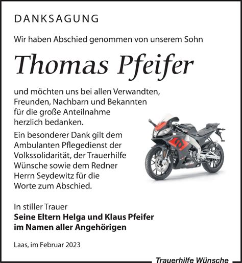 Traueranzeigen Von Thomas Pfeifer Trauer Anzeigen De