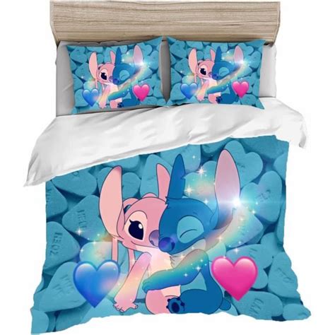 Zhmao Parure De Lit Lilo Et Stitch En Microfibre Impression D Compos E