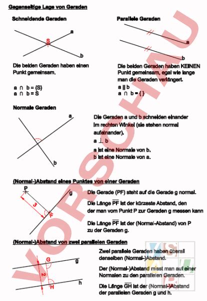 Arbeitsblatt Lagebeziehungen Und Normalabstand Geometrie Geraden