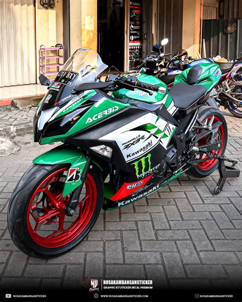 Desain Sticker Kawasaki Ninja Fi Mnster Hijau Putih Fullbody