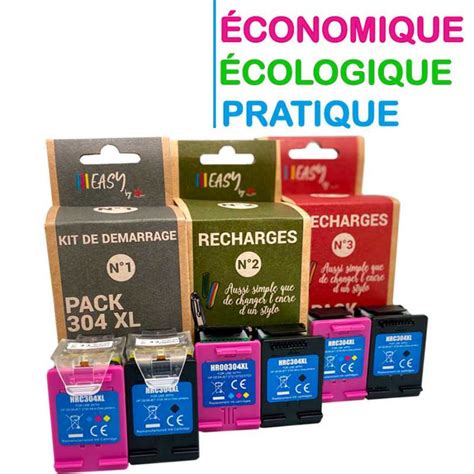 EASY By UPrint Pack De 6 Cartouches Compatibles HP 304XL 3x Noir 3x