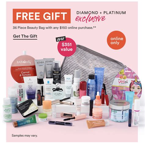 Ulta FREE 36 Piece Beauty Bag W 150 Purchase Diamond Platinum