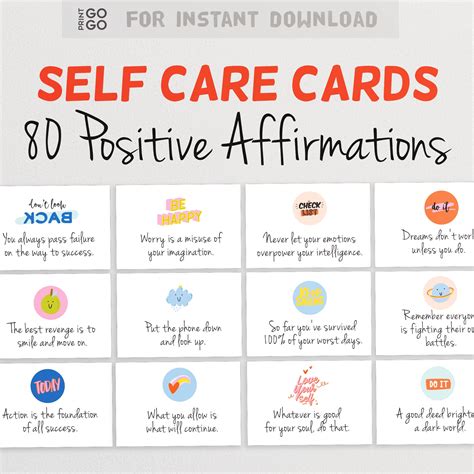 80 Self Care Cards Daily Positive Affirmation Cards Daily Affirmation