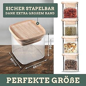 Celeko Home Gew Rzgl Ser Set Ml Stapelbar Eckig Holzdeckel St Ck