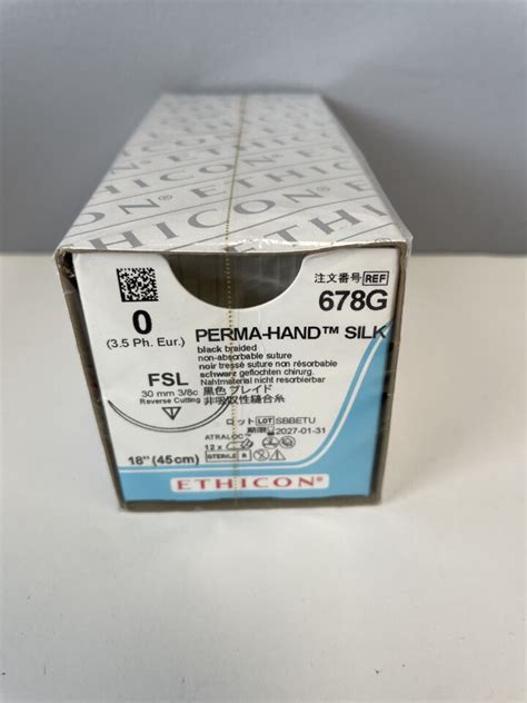 New ETHICON 678G Perma Hand Non Absorbable Braided Silk Suture Size 0