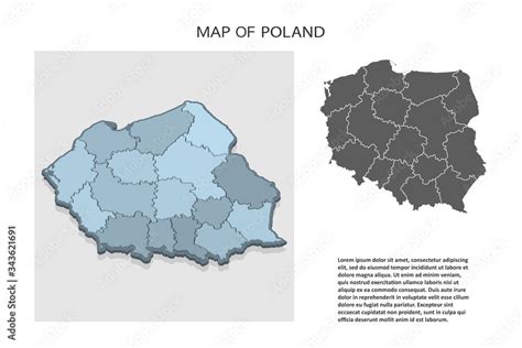 Plakat Izometryczna Mapa D Polski Z Regionami Mapa Polityczna Kraju W