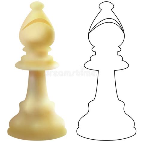 3d And Line White Wooden Bishop Chess Piece Icon Figure Isolated On