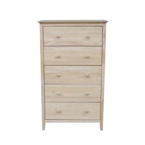 Solid Wood Unfinished 5 Drawer Dresser Warehouse Of Ideas