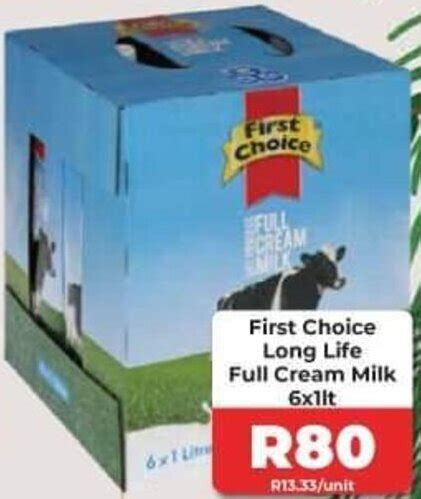 First Choice Long Life Full Cream Milk X L Offer At Up