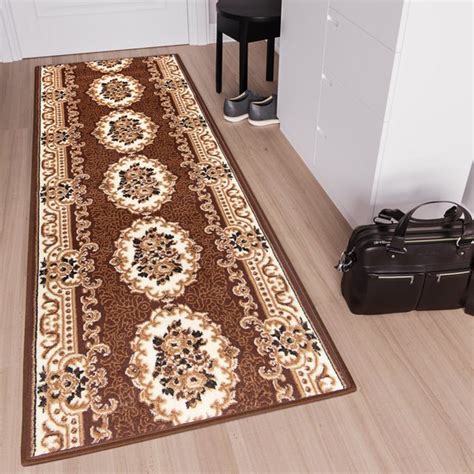 Tapiso Laila Tapijt Loper Bruin Beige Gebloemd Gang Woonkamer