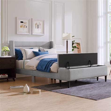 Amazon Merax Modern Upholstered Plattform Bed With Storage Ottoman