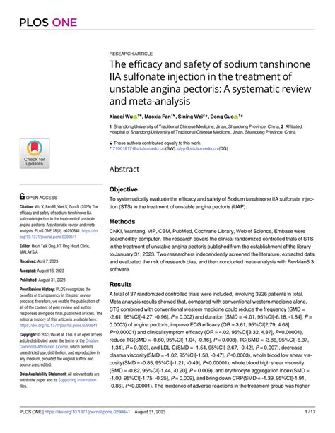 PDF The efficacy and safety of sodium tanshinone ⅡA sulfonate